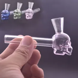 Wholesale Creative Skull hand tobacco pipe 4inch mini glass oil burner pipes for smoking