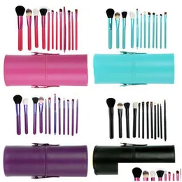 Makeup Brushes 12st Brush SetAddcup Holder Professional Cosmetic Set With Cylinder Cup Drop Delivery Health Beauty Tools Accessories DHIO3