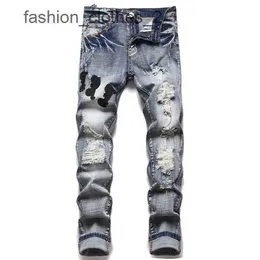 Heren Designer Jeans Hiking Pant gescheurd Hip Hop High Street Brand Pantalones Vaqueros Para Hombre Motorcycle Borduurwerk Close Fitting 3 YD00