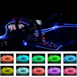 LED 스트립 차량 내부 앰비언트 스트립 조명 RGB 광섬유 분위기 네온 조명 키트 앱 리모컨 자동 장식 램프