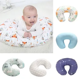 Pillows born Baby UShaped Breastfeeding Case Cotton Nursing Cover Soft Printed Slipcover Feeding Waist Cushion 230301