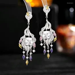 أقراط DANGLE UMQ خمر الزركونيا الزركونيا الزورق لشراء الزفاف النساء الفاخرة 14K الذهب مطلي 925 مربع هدايا الفضة ما بعد المجوهرات