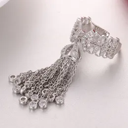 Partido de luxo famosos anéis de borla para mulheres embutidas de zircônia cúbica Ring Anel de moda famosa de moda