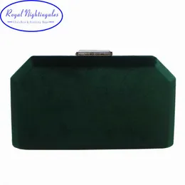 Evening Bags Verde escuro veludo duro caso caixa de sacos noite e embreagem bolsas com corrente ombro para festa baileL230302