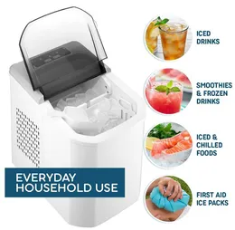 Barware bänkskivor Ice Maker Portable Home Countertop Ice Machines Homeuse Portable Counter Top Automatic Ice Hinks and Coolers Making Machine 110V/220V