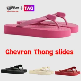 with Box Slippers Chevron Thong Slides Flip Flops Resin Signature Platform Sandals Shoes Ladies Beach Slide Women Flat Slipper Summer Outdoor Rubber Sandal
