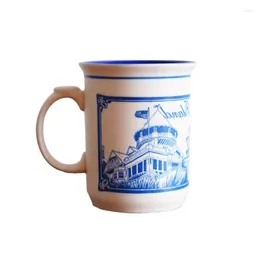 マグMidoshark Retro Style Blue Embossed Architectural Ceramic Coffee Mug 350ml