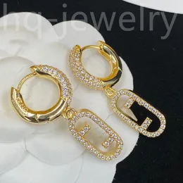 2023 Luxury Master Diamond Studs 14K Gold Gold Design Brincos femininos Carta F Earrings Charm Gift9
