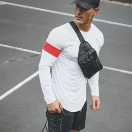 MEN T HIRTS MESH MESH SHIRT MEN LING SLEEVE T-Shirt Solid Extend Slim Fit Tees Gym Clothing Bodybuilding Tshirt Male