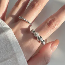 100% 925 Sterling Silver Pärlor Öppen storlek Ring justerbar geometrisk uttalande ringer Bröllopsfestgåvor