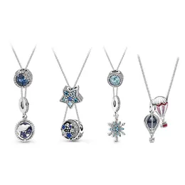 Blue Ocean Series Pendant Necklaces Fashion Hot Air Balloon Snowflake Female Collar Chain DIY fit Pandora Necklace charms Designer Jewelry