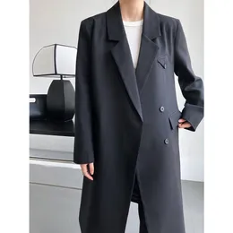 Kvinnors kostymer blazers vårkläder temperament över knäets mellanlängd jacka kvinnors high-end design koreansk kostym 230302