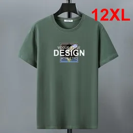 メンズTシャツグリーンTシャツ2022夏のTシャツメンコットンTシャツ10xl 12xlプラス半袖トップスティープリントプリントシャツレッド灰色g230301