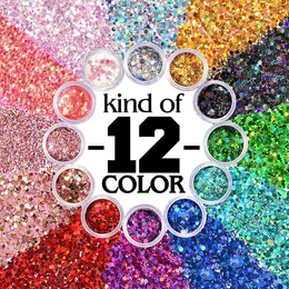 Nail Glitter 12 colori viso olografico glitter ultra sottile paillette decorazione artistica trucco paillettes unghie manicure scaglie coriandoli fai da te 230302