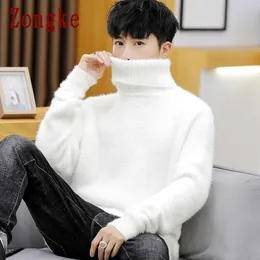 سترات الرجال Zongke White Pullover turtleneck سترة سترة أزياء سترة محبوكة الرجال ملابس M-2XL الربيع الوافدين 230302