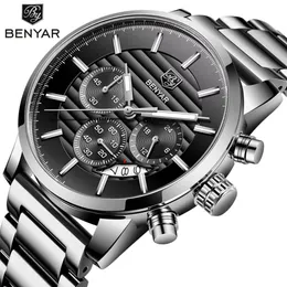RELOJ HOMBRE 2017 Benyar Fashion Chronograph Sport Męskie zegarki Top marka luksusowy kwarc wojskowy zegar zegarowy Relogio Masculino337t