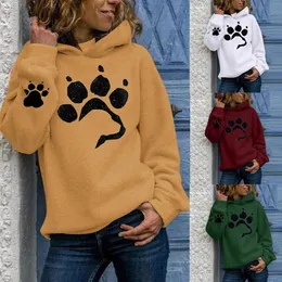 Kvinnor Hoodies Sweatshirts Dog Paw Print Lightweight Lång ärm Casual Pullover Hooded Autumn Winter Women Sweatshirt Harajuku 230301