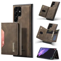 Samsung Galaxy S23 Ultra S22 S21 Plus S20 FE Note20 A52 A52S A12 A13 A22 A32 카드 소지자의 새로운 자기 분리 가능한 가죽 지갑 케이스.