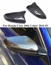 Tases de tampa do espelho lateral retrovisor para Honda Civic 10th Crider 2016-in Carbiber Car espelhos do carro de fibra de carbono Shell