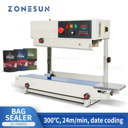 ZONESUN ZS-FR900Sシーリングマシン自動バッグプラスチックパケットアルミホイルドイパックシーラー日付コーディングプリンターバッチ番号