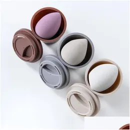 Sponges Applicators Cotton Makeup Sponge Holder Large Moldproof Portable Clean Mini Coffee Cup Storage Box For Cosmetics Case Dro Dhkjn