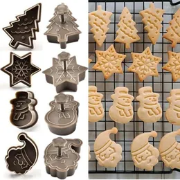 Stampi da forno Stampo per pupazzo di neve/fiocco di neve/albero di Natale Stampo per biscotti in plastica da 4 pezzi