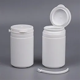 20st Lot Snap Secure Easy-Pulling Lid Bottle 80 ml White Candy Plast Pill Plastic Container253w
