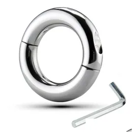 Inne przedmioty związane ze zdrowiem i urodą męskie okrągłe ekstremalnie ciężkie metalowe Cockrings pierścień penisa ze stali nierdzewnej Ball nosze moszna Bondage Devic Dh9Xr