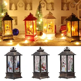 Christmas Decorations Vintage Santa Snowman LED Painted Lamp Wind Light Portable Hanging Lantern Home Garden Decor Pendants Party Supplies