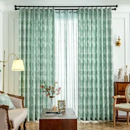 Curtain America Green Impresso cortinas para o quarto de estar folhas de tule tule sheer window tratamento draps personalize