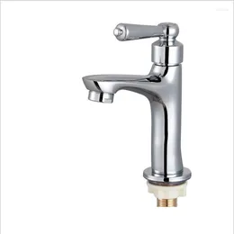 Bathroom Sink Faucets G1/2 European Style Brass Single Cold Washbasin Faucet Balcony Chromium Plating Counter Basin Tap Home Fashion Bibcock