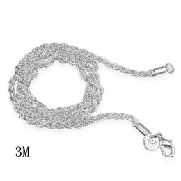 12 PCs 3 mm de cânhamo flash corda de prata colar de corrente de alta qualidade 925 Charme banhado de prata esterlina colarm unissex prata colar de cadeia de prata3324