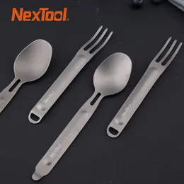 포크 Nextool Outdoor Ti Cutlery Set Fork Spoon 2in1 식탁 스토리지 상자 순수 휴대용 분리 가능한 사무실 스포츠 230302