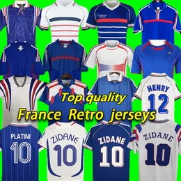 1998 2002 Retro francuskie koszulki piłkarskie Vintage Zidane Henry Maillot 1996 2004 Koszulki piłkarskie Trezeguet Finały 1982 84 86 88 90 2000 2006 White Jersey