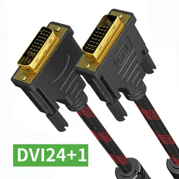 Höghastighet DVI -kabelguldpläterad plugg Male DVI till DVI 24 1 Manlig flätad tråd 1080p för LCD DVD HDTV Xbox Computer Monitor Connection 1.5m 3M 5M