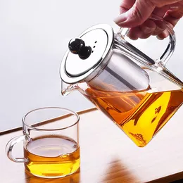 Mugs Heat Resistant Glass Teapot With Stainless Steel Tea Infuser Filter 6pcs Juice Coffee Mug Milk Cup Double Kitchen Tool