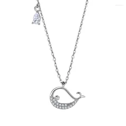 Kedjor ESC5 S925 Sterling Silver Whale Halsband Kvinnlig kreativ liten färsk Animal Pendant Light Luxury Girl Friend ClaVicle Chain