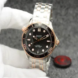 Novo estilo 42mm Top 2813 Relógios masculinos automáticos do ar livre assistir rosa ouro Dial preto com moldura preta rotatável Case transparente267z