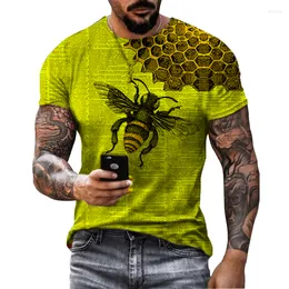 Camisas de camisetas masculinas Moda de verão ABELHA 3D Printing T-shirt Personalidade Round Neck pesco