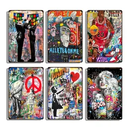 Retro Graffiti Decorative art painting Plaque vintage Abstract Style Tin Sign Metal Pleate Plate For Home Room personalized Decor Aesthetic Gift Size 30X20CM w02