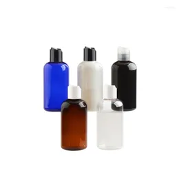 Storage Bottles 250ml Empty Clear White Blue Brown Black Plastic Refillable Travel With Disc Top Cap For Shampoo Toner