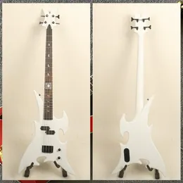 Rare 4 stringhe Special Shape Special White Electric Guitar Acqua Trasferimento Hardware nero