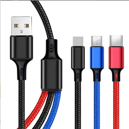3 в 1 кабель кабеля кабеля USB Type C для Samsung Xiaomi Зарядное кабель подходит для iPhone 14 13 12 x 11 Pro Max Charger Micro USB -кабель с пакетом PP