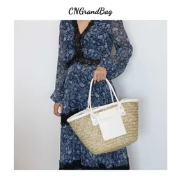 Nuove donne Borse di paglia Tote Designer Ratten Weave Basket Bag Ladies Summer Shoulder Borsa da spiaggia fatta a mano 230302