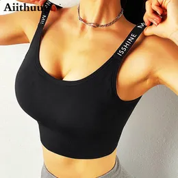 Outfit da yoga Aiithuug femminile Sports Fitness Support Wireless Bra - Braraletta di allenamento senza soluzione di continuità