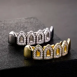 Hip Hop Grills Gold Plated Bling CZ Hip Hop Braces Vampire Dental Grills Halloween Accessories Jewelry