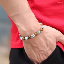 Strang Antikes Holzarmband für Männer weiblich natürliche Lava Tigerauge Stein Perlen Braclet Yoga Meditation Buddha Braslet Schmuck Geschenk