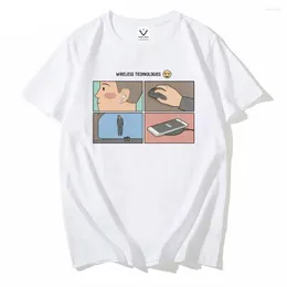 メンズTシャツユニセックスシャツ男性女性ワイヤレステクノロジーダークユーモア面白いうつ病ランダム予期しない印刷ティー