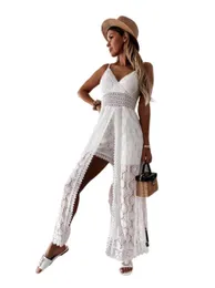 Kvinnors hoppklänningar Sexig V Neck Spaghetti Strap Sleeveless Rompers Short Bohemian Wedding Beach Casual Dress