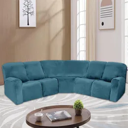 Stol täcker 5 sits återfå soffa stretch sammet l form sektion för vardagsrum liggande soffa möbler slipcovers
